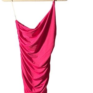 Hello Molly Vibrant Pink One Shoulder Dress